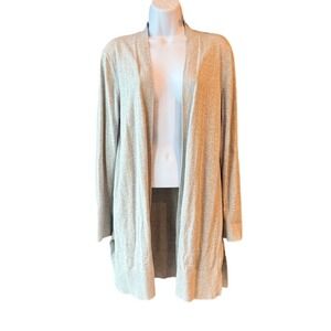 LAND'S END Open Front Cardigan Sweater Light Gray Size Medium‎